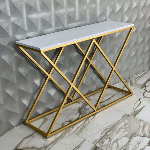 Writings on the Wall Side Console Table - Style 1, Metal and Stone, for Living room, Bedroom, Office, Round