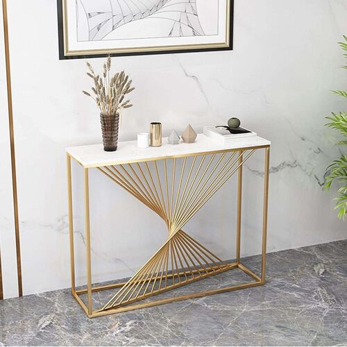 Writings on the Wall Side Console Table - Style 3, Metal and Stone, for Living room, Bedroom, Office, Round