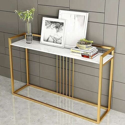 Writings on the Wall Side Console Table - Style 2, Metal and Stone, for Living room, Bedroom, Office, Round