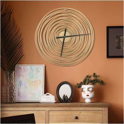 Scritte sul muro Orologio da parete a spirale, elegante e innovativo, fatto a mano, meccanismo al quarzo, oro, 1.5 piedi, montaggio a parete, rotondo