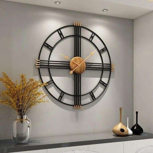 Writings on the Wall Black & Gold Piped Wall Clock , Stylish and Latest, Handmade, Quartz Mechanism, Black, 1.5 feet, Wall Mount, Round
