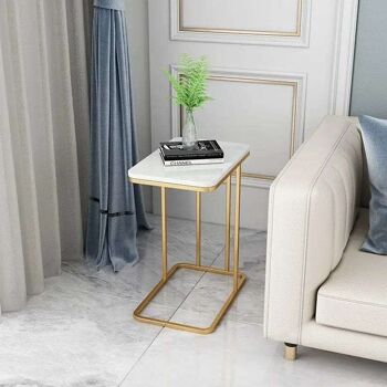 Table d'appoint rectangulaire avec plateau en marbre, métal et pierre, pour salon, chambre à coucher, bureau, ronde 4