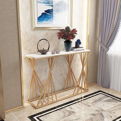 Writings on the Wall Side Console Table - Style 4, Metal and Stone, for Living room, Bedroom, Office, Round