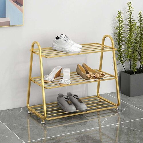 Writings on the Wall 3-Tier Metal Shoe Rack for Living Room, Bedroom, Office, Metal, Round