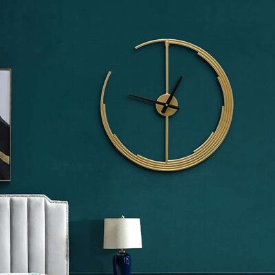 Escritos en la pared Reloj de pared lunar, elegante y novedoso, hecho a mano, mecanismo de cuarzo, dorado, 2 pies, montaje en pared, redondo