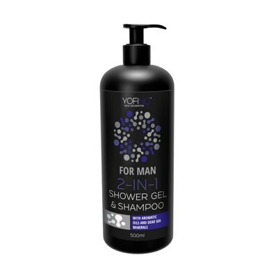 Yofing Gel doccia e shampoo per uomo 2 in 1 con oli aromatici e minerali del Mar Morto