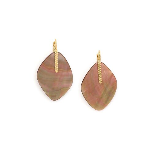 BROCELIANDE  boucles d'oreilles dormeuses nacre brune