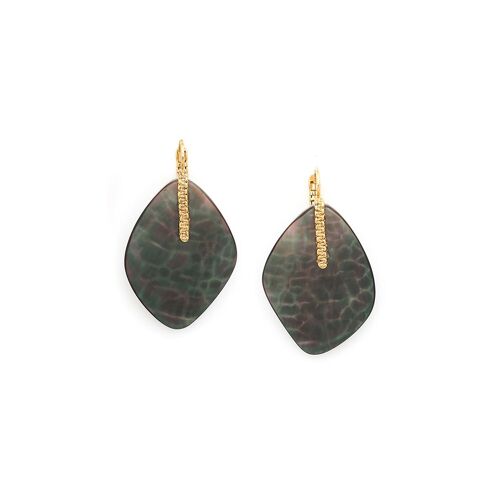 BROCELIANDE  boucles d'oreilles dormeuses nacre noire
