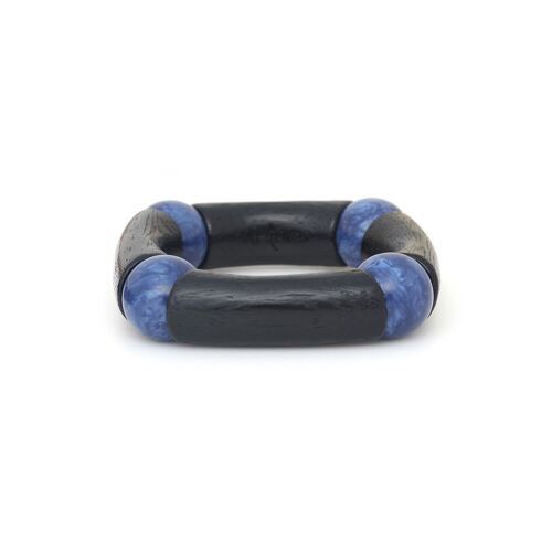 SOROBAN  bracelet extensible roblès teinté et perles bleues