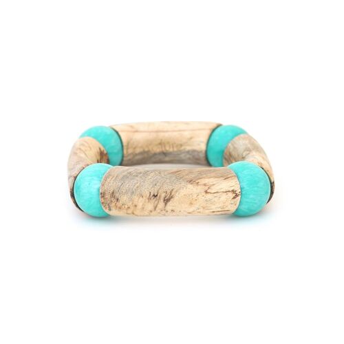 SOROBAN  bracelet extensible tamarinier et perles turquoises