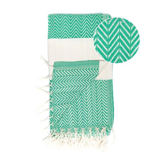 Beach Towel / Spa & Sauna Towel / Turkish Hammam Towel Balik Green - White