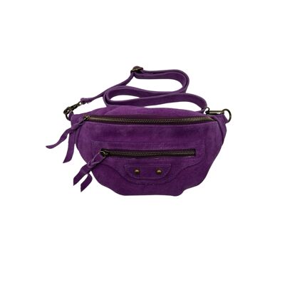 SAC BANANE CUIR DAIM JADE VIOLET