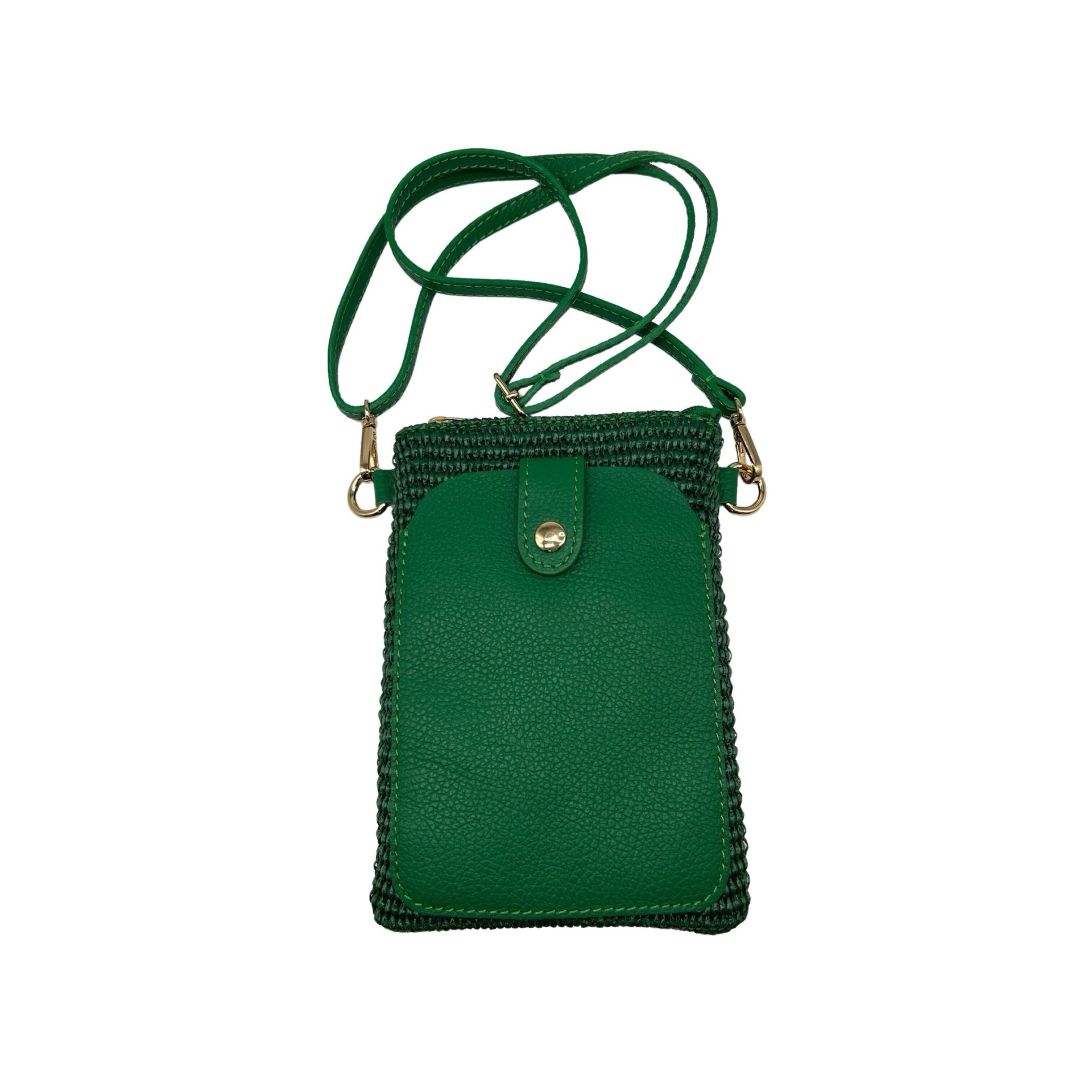 BORSA PER CELLULARE ALINA IN PELLE GRANATA TRECCIA