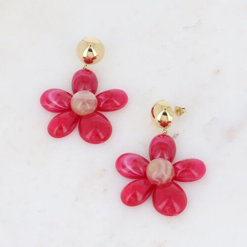 Boucles pendantes - fleur en pièces acétates