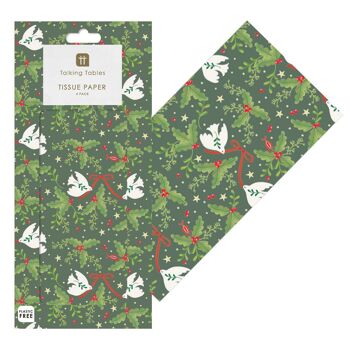 Papier de soie de Noël vert Folklore - 4 feuilles