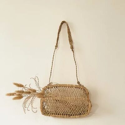 Small Mexican Haucaul Hanging Basket Tan / Jenote Fiber
