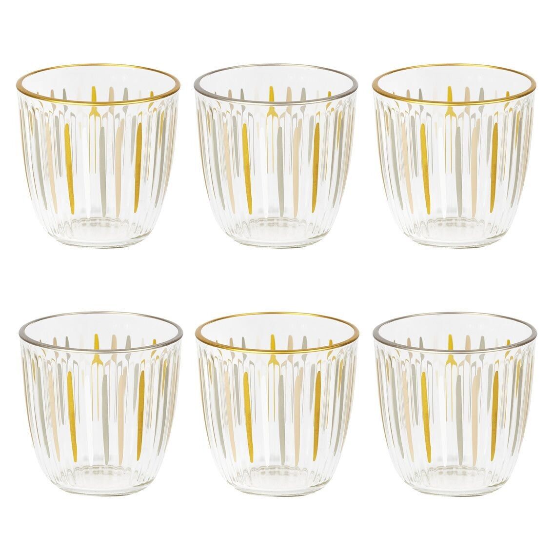 Bicchiere a righe bianche e dorate – Confezione da 6