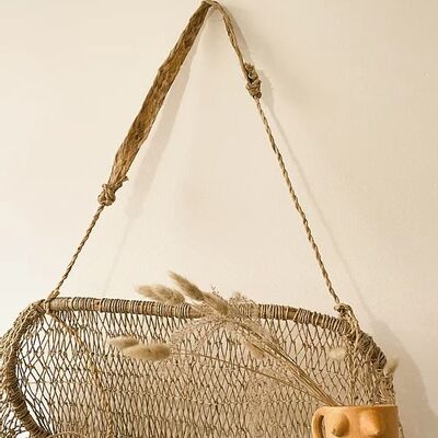 Large Mexican Haucaul Hanging Basket__Tan / Jenote Fiber