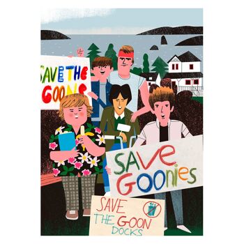 Illustration "Les Goonies" de Mikel Casal. Reproduction A4 signée