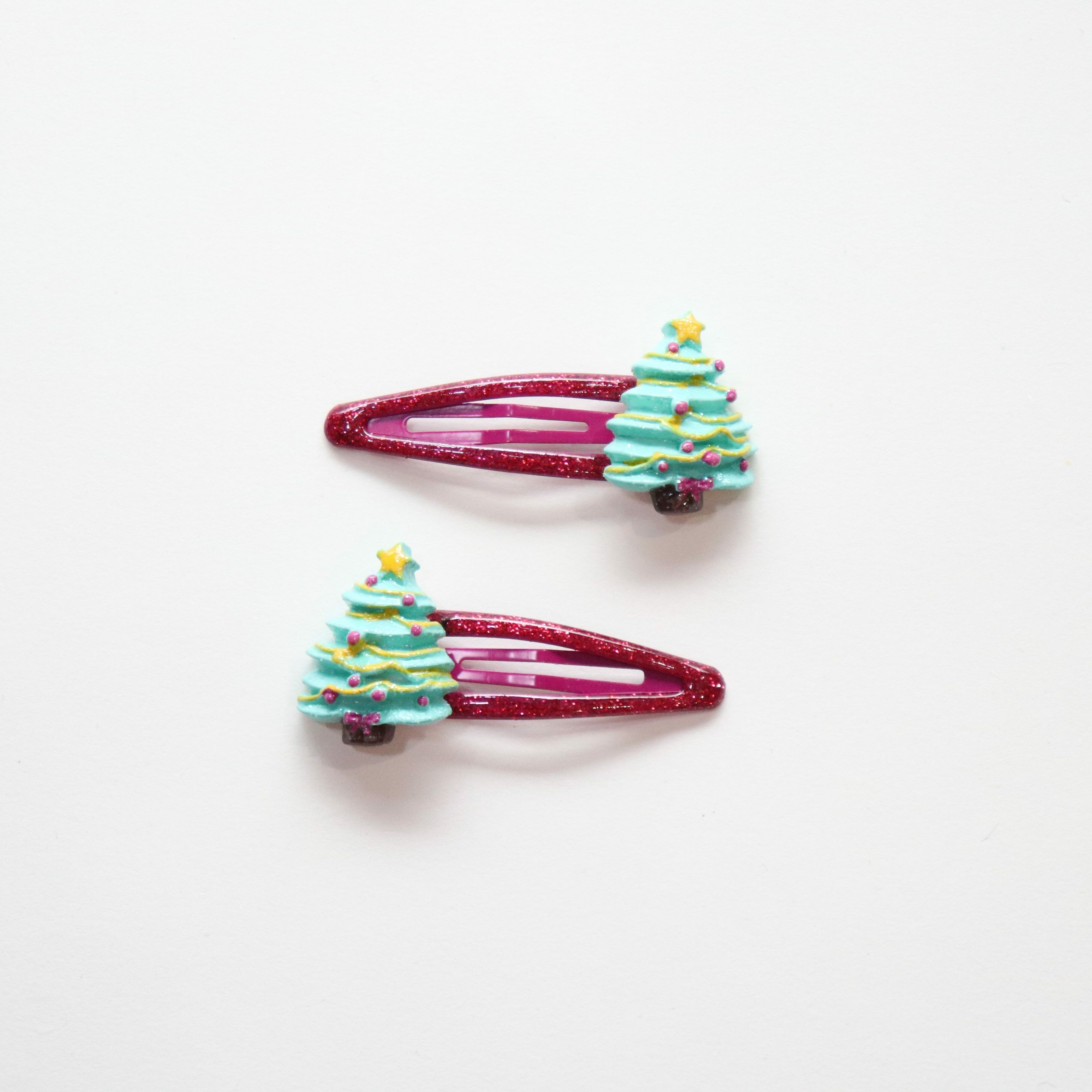 Barrettes à cheveux thème Noel - Sapins de Noel