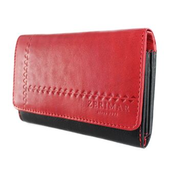 Portefeuille pour femme en cuir véritable, porte-cartes. Compartiments multiples -Zerimar 8