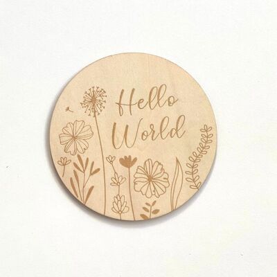 Panneau d'annonce de bébé - Hello World Flowers