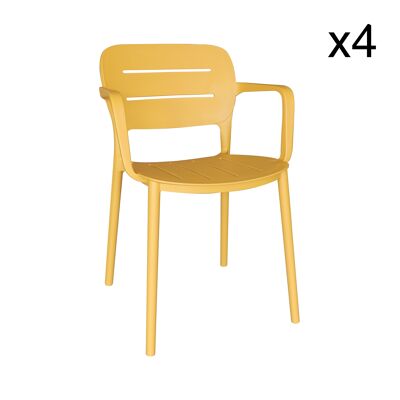 JUEGO DE 4 SILLONES DE MESA DE POLIPROPILENO AMARILLO 52.5X53XHT79CM PUESTA DE SOL