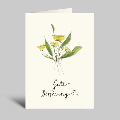 Gute Besserung | Genesungskarte mit Blumenstrauß | Klappkarte mit Umschlag