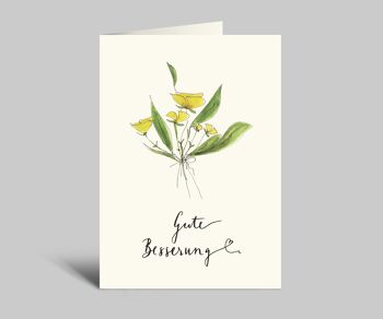 Guérissez bientôt | Carte de rétablissement avec bouquet de fleurs | Carte pliante avec enveloppe 1