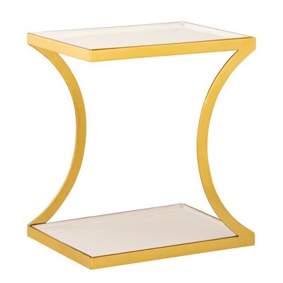 Table d'appoint table décorative blanche carrée 40 H 45 cm lampe table canapé table Eden métal doré