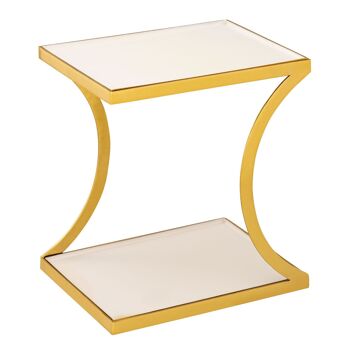 Table d'appoint table décorative blanche carrée 40 H 45 cm lampe table canapé table Eden métal doré 3