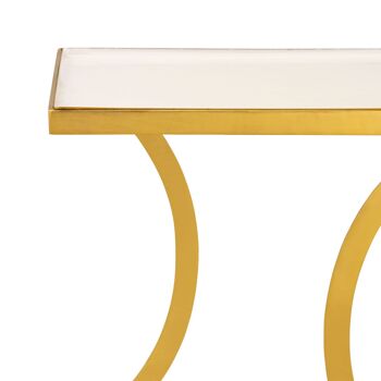 Table d'appoint table décorative blanche carrée 40 H 45 cm lampe table canapé table Eden métal doré 4