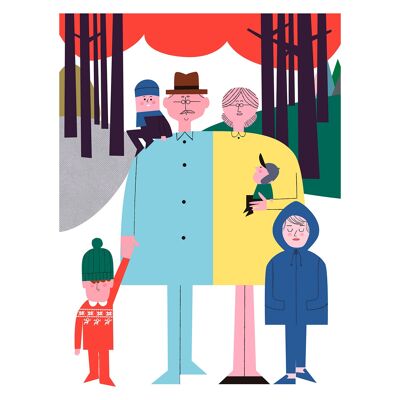 Illustration "Familie 2" von Mikel Casal. A4 Reproduktion signiert