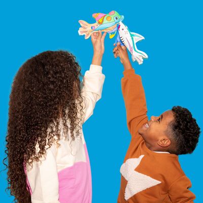 Paquete inflable para colorear de cumpleaños: 8 animales marinos (peces, tiburones y delfines)