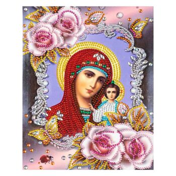 Peinture diamant Mère de Dieu en fleurs 25x30 cm, forets spéciaux 1