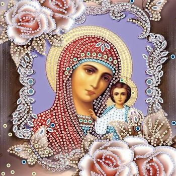 Peinture diamant Mère de Dieu en fleurs 25x30 cm, forets spéciaux 2