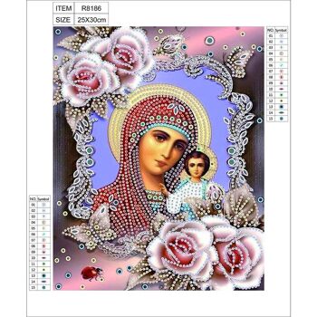 Peinture diamant Mère de Dieu en fleurs 25x30 cm, forets spéciaux 3