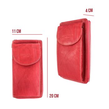 Sac bandoulière en cuir véritable pour téléphones portables et portefeuille -Zerimar 11