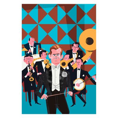 Ilustración "Big band" de Mikel Casal. Reproducción A4 firmada