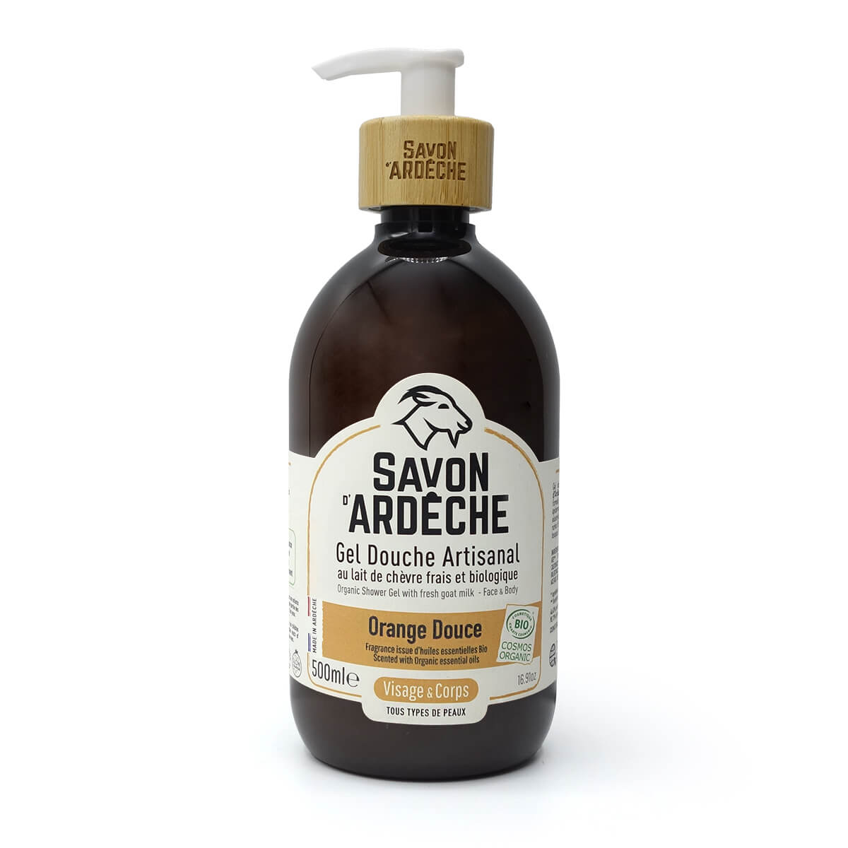Organic Handmade Shower Gel with Fresh Goat's Milk – 500ml - Sweet Orange