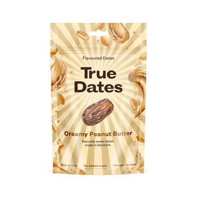 True Dates aromatisierte Datteln, cremige Erdnussbuttersorte mit Erdnussbutter