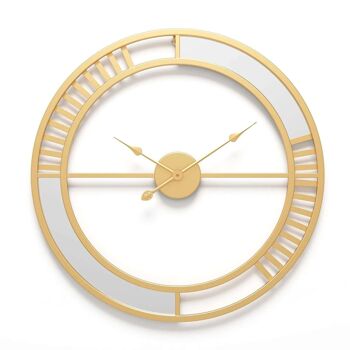 Horloge murale design avec motif miroir – Or, élégant et dernier cri, fait à la main, mécanisme à quartz. 2