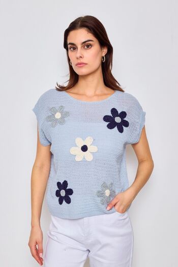 Top léger en maille avec motifs fleuris - 2374 13