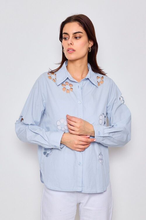 Chemise en coton avec détails floraux en coton - 3073