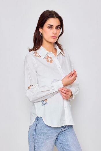 Chemise en coton avec détails floraux en coton - 3073 6