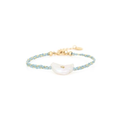 LES COMPLICES-MOON  bracelet perle lune - bleu ciel