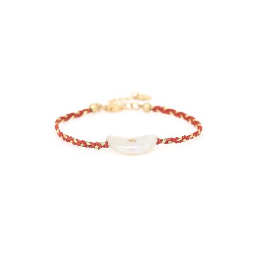 LES COMPLICES-MOON  bracelet perle lune - brique