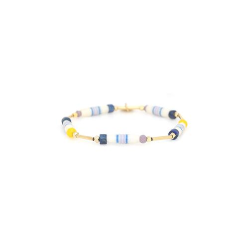 LES COMPLICES-PAOLA  bracelet extensible tube bleu marine et lavende