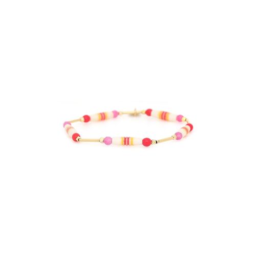 LES COMPLICES-PAOLA  bracelet extensible tube rouge et rose