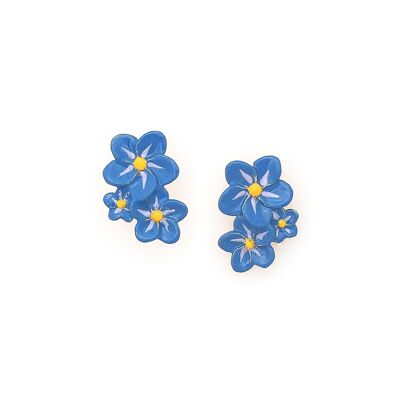 LES INSEPARABLES-MYOSOTIS Pendientes 3 flores - azul índigo